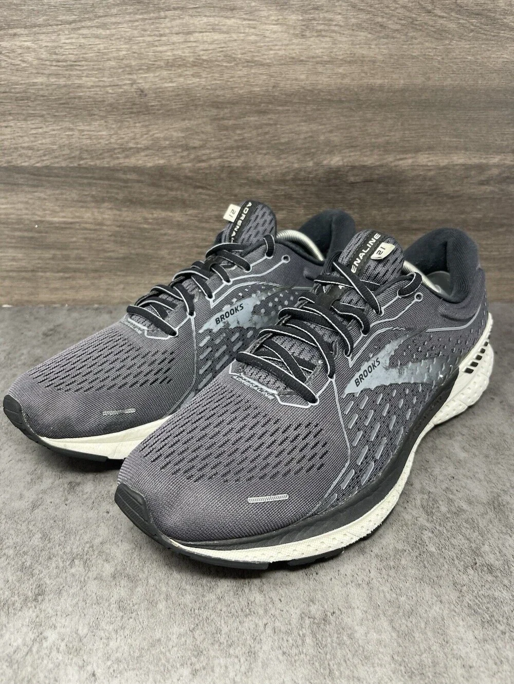 Brooks Adrenaline GTS 21 Black Gray Size 11 Mens Stability Running Walking Shoes